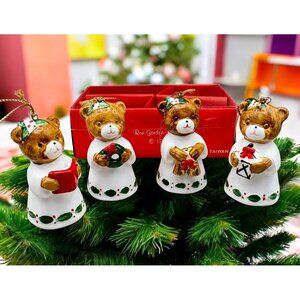 Vintage Christmas Angel Bear Christmas Ornament Bells Set of 4 Ron Gordon 80s